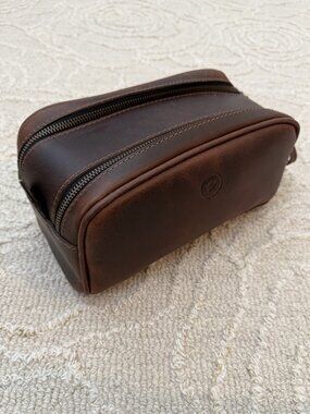Men's 'Aaron Leather Goods' Leather Toiletry Bag